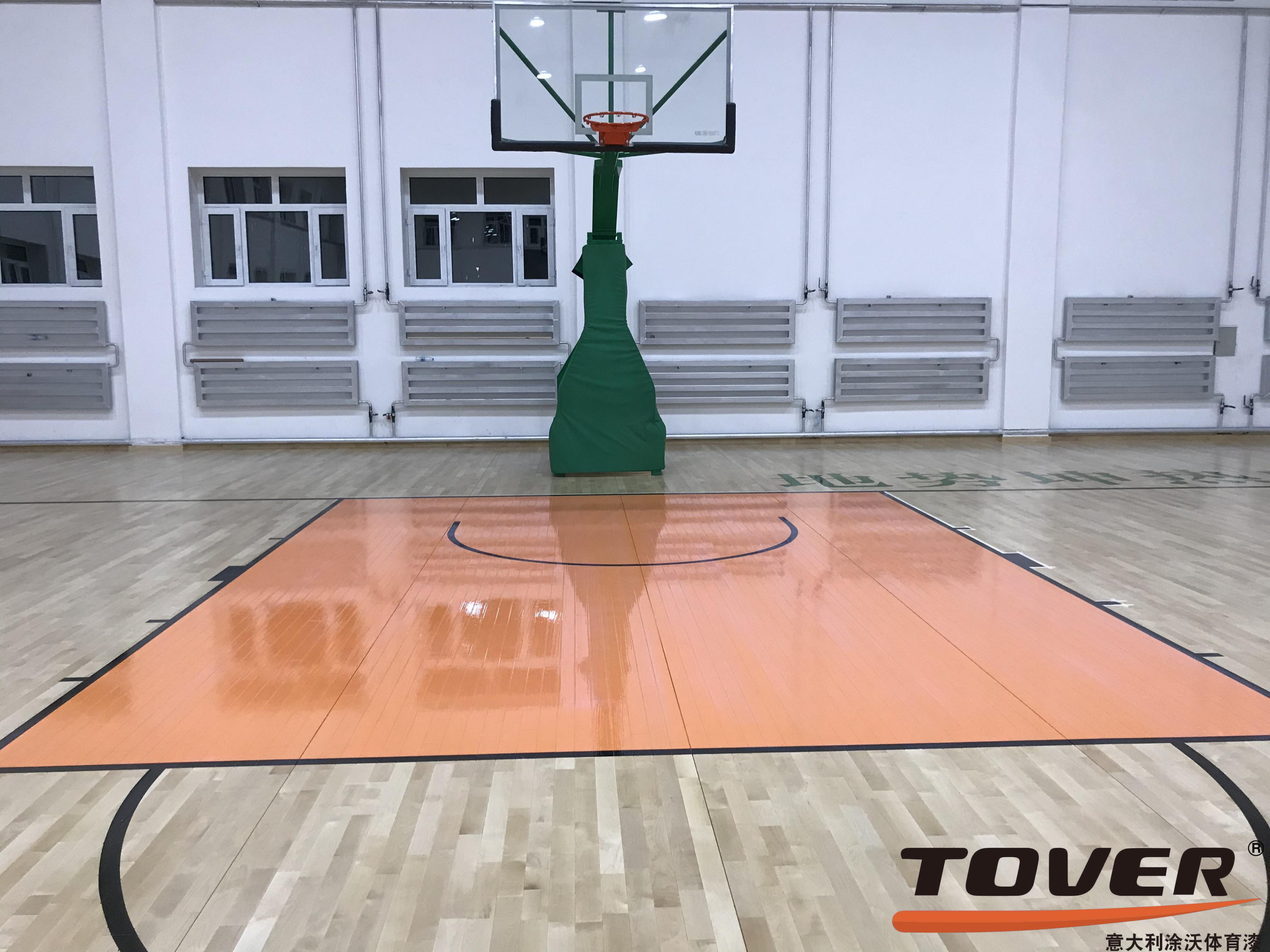 哈尔滨海伦市地势坤热电体育馆彩漆logo面漆施工